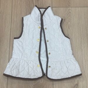 Janie and Jack White Quilted Vest with Brown Edging